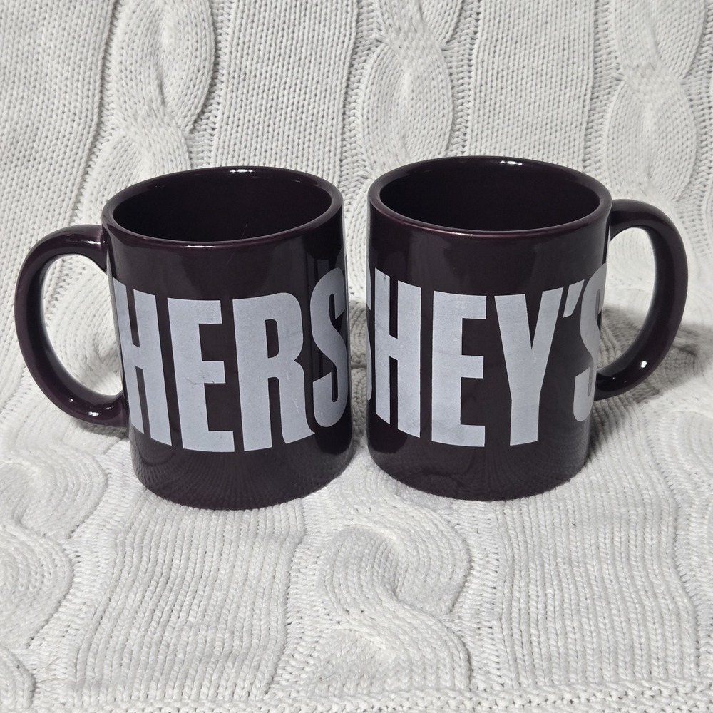Set of 2 Hershey's Chocolate Mugs Since 1894 Brown Coffee Cup Hot Chocolate